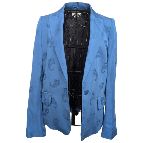 Zadig & Voltaire Victor Jacquard Paisley Blue Blazer Jacket Women Extra Small 34 - Picture 14 of 14